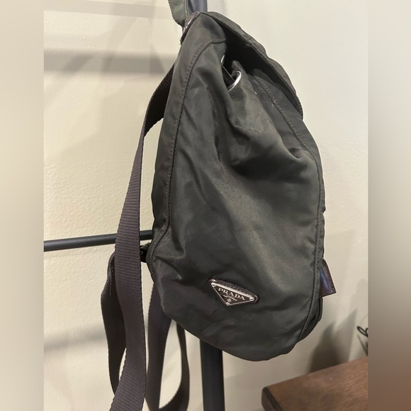 Prada Vela Nylon and leather Backpack dark olive green - Picture 4 of 14